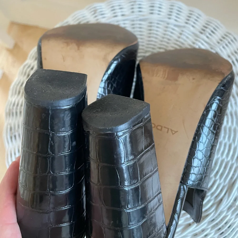 Aldo black croc block heel mules - Picture 2 of 5